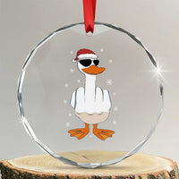 Funny Christmas Offensive Rude Duck Crystal Glass Ornament I Dont Give A Duck Middle Finger Xmas - Wonder Print Shop