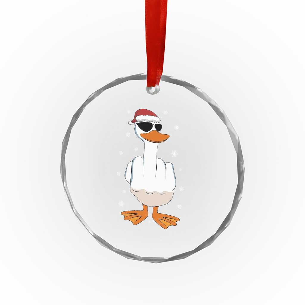 Funny Christmas Offensive Rude Duck Crystal Glass Ornament I Dont Give A Duck Middle Finger Xmas - Wonder Print Shop