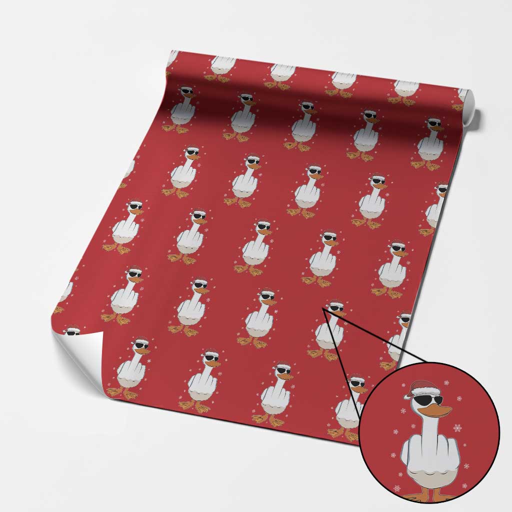 Funny Christmas Offensive Rude Duck Wrapping Paper Roll I Dont Give A Duck Middle Finger Xmas - Wonder Print Shop