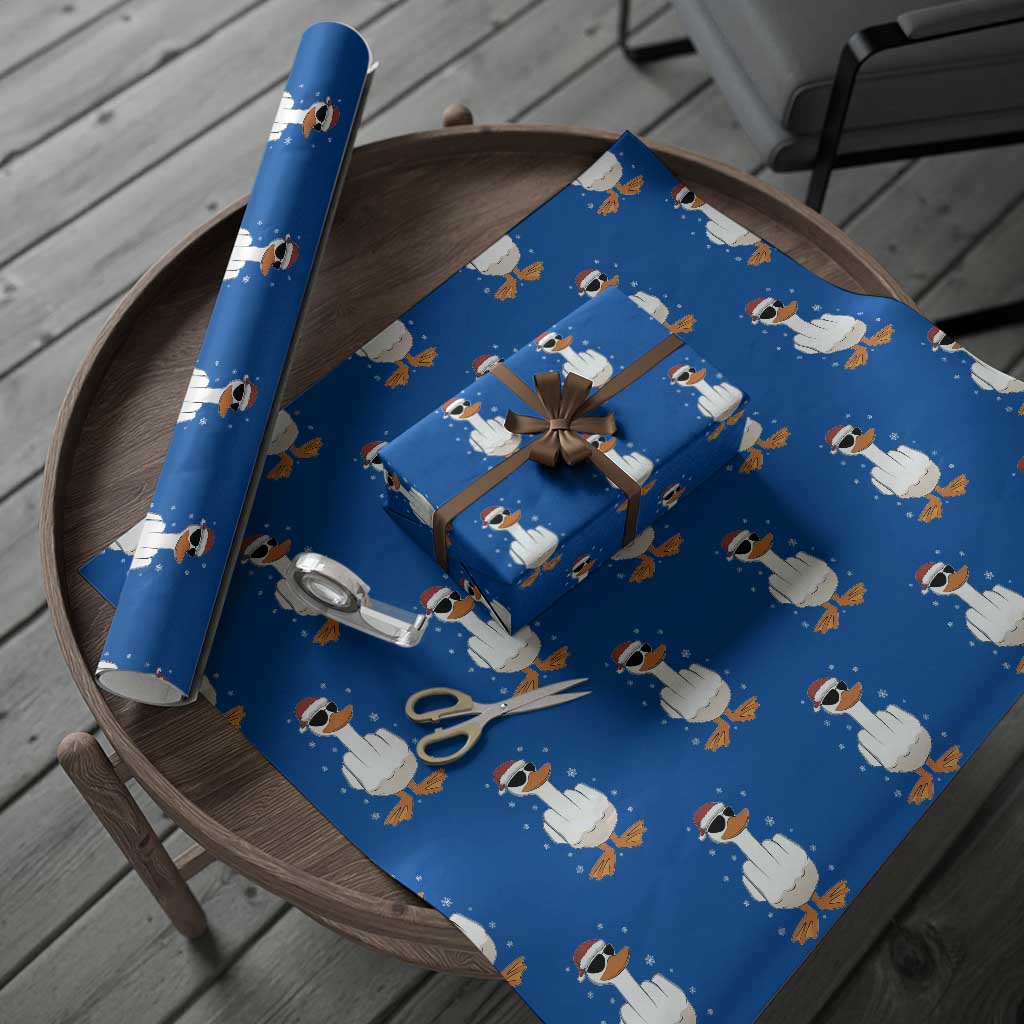 Funny Christmas Offensive Rude Duck Wrapping Paper Roll I Dont Give A Duck Middle Finger Xmas - Wonder Print Shop
