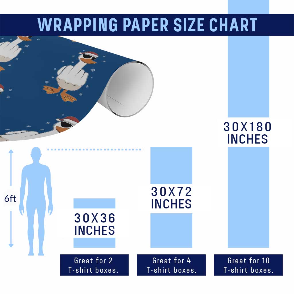 Funny Christmas Offensive Rude Duck Wrapping Paper Roll I Dont Give A Duck Middle Finger Xmas - Wonder Print Shop