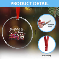 Funny Christmas On The Farm Crystal Glass Ornament Vintage Red Tractor Livestock - Wonder Print Shop