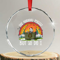 Funny Christmas Opossum Crystal Glass Ornament The Horrors Persist But So Do I Dumpster Fire Rainbow - Wonder Print Shop