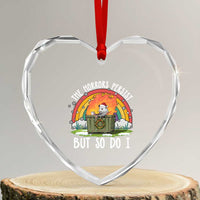 Funny Christmas Opossum Heart Crystal Glass Ornament The Horrors Persist But So Do I Dumpster Fire Rainbow - Wonder Print Shop