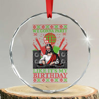 Funny Christmas Party DJ Jesus Crystal Glass Ornament We Gonna Party Like It's My Birthday TS09