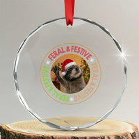 Funny Christmas Pedro The Racoon Crystal Glass Ornament Feral And Festive Xmas Santa Trash Panda - Wonder Print Shop