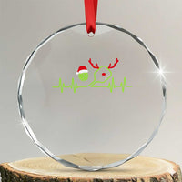 Funny Christmas Pickleball Heartbeat Santa Hat Crystal Glass Ornament - Wonder Print Shop