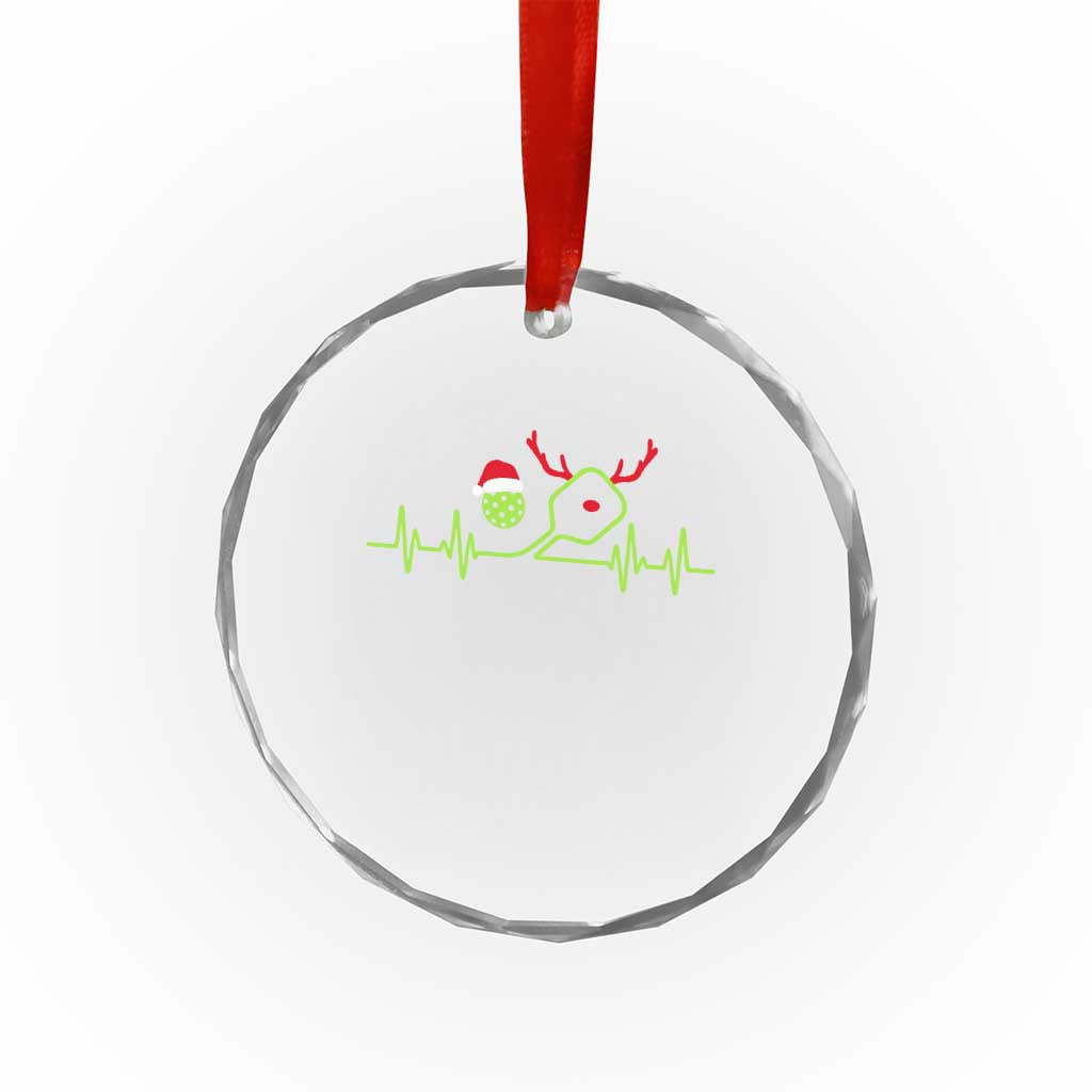 Funny Christmas Pickleball Heartbeat Santa Hat Crystal Glass Ornament - Wonder Print Shop