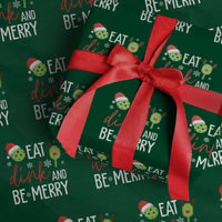 Funny Christmas Pickleball Wrapping Paper Roll Eat Dink And Be Merry - Wonder Print Shop
