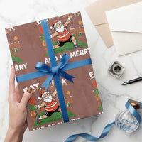 Funny Christmas Pickleball Wrapping Paper Roll Eat Dink And Be Merry Xmas Santa - Wonder Print Shop