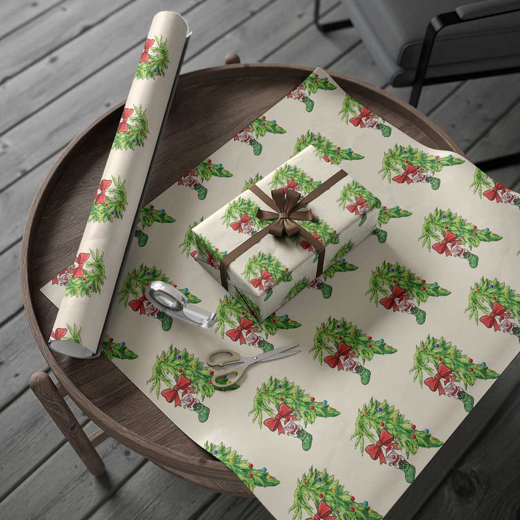 Funny Christmas Pig In Green Hand Naughty Wrapping Paper Roll Pet Lover Gift - Wonder Print Shop