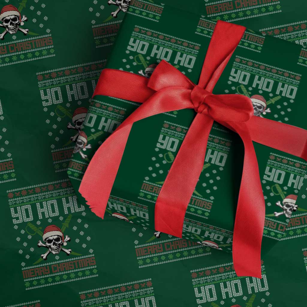 Funny Christmas Pirate Santa Wrapping Paper Roll Yo Ho Ho Merry Christmas Skull Santa Hat - Wonder Print Shop