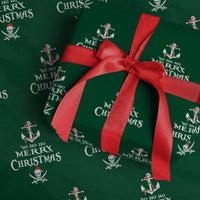 Funny Christmas Pirate Wrapping Paper Roll Yo Ho Ho Merry Christmas Anchor Santa Skull - Wonder Print Shop