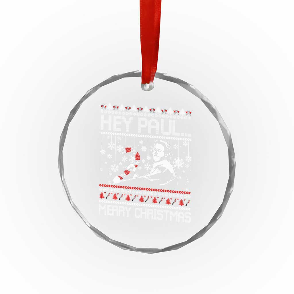 Funny Christmas Psycho Crystal Glass Ornament Hey Paul Merry Christmas Serrial Killer Movie - Wonder Print Shop