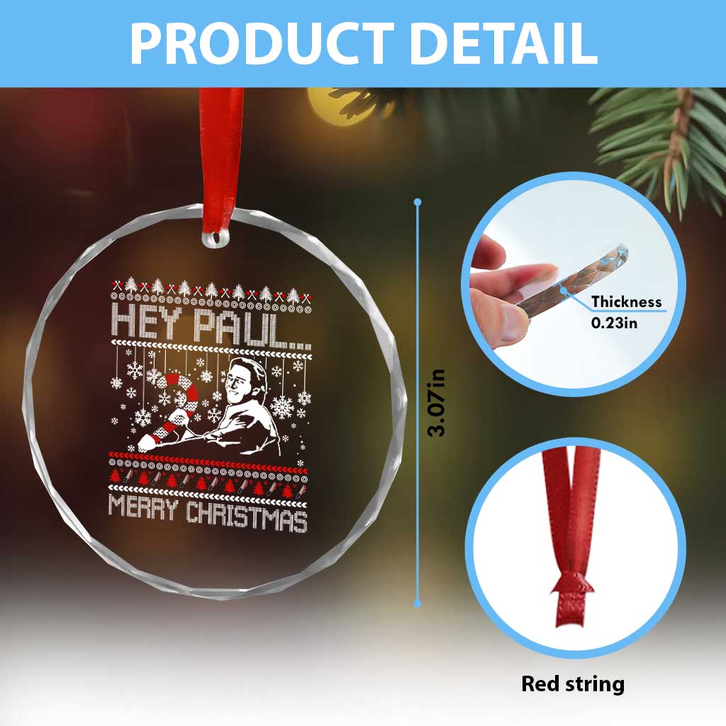 Funny Christmas Psycho Crystal Glass Ornament Hey Paul Merry Christmas Serrial Killer Movie - Wonder Print Shop