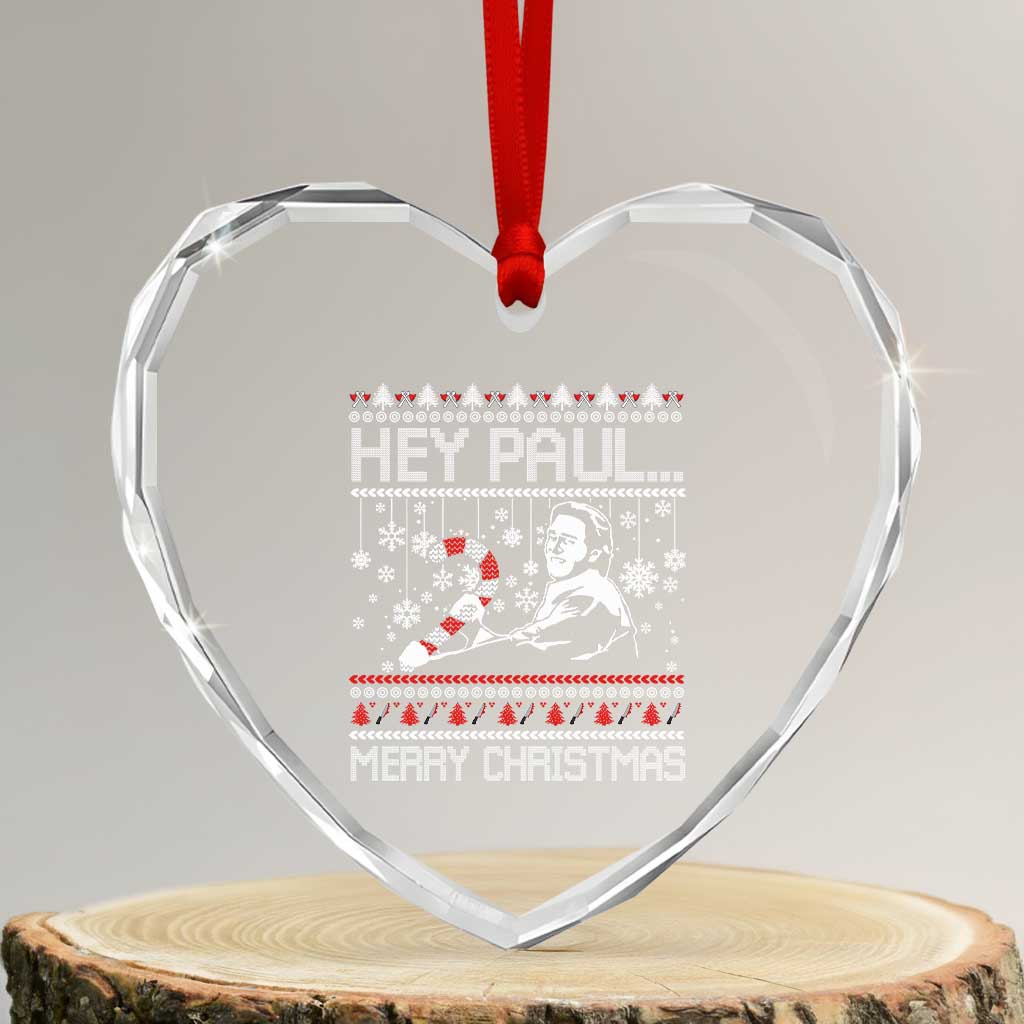 Funny Christmas Psycho Heart Crystal Glass Ornament Hey Paul Merry Christmas Serrial Killer Movie - Wonder Print Shop
