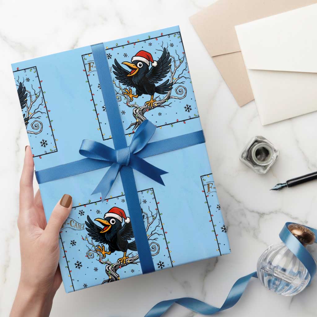 Funny Christmas Raven Lovers Wrapping Paper Roll F Caw F Joke Gift - Wonder Print Shop