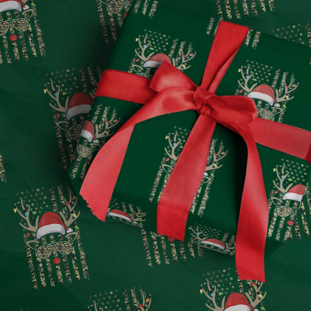 Funny Christmas Reindeer Hunting Camo Flag Wrapping Paper Roll - Wonder Print Shop