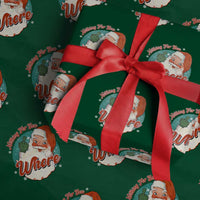 Funny Christmas Retro Santa Wrapping Paper Roll Nothing For You Whore Middle Finger - Wonder Print Shop