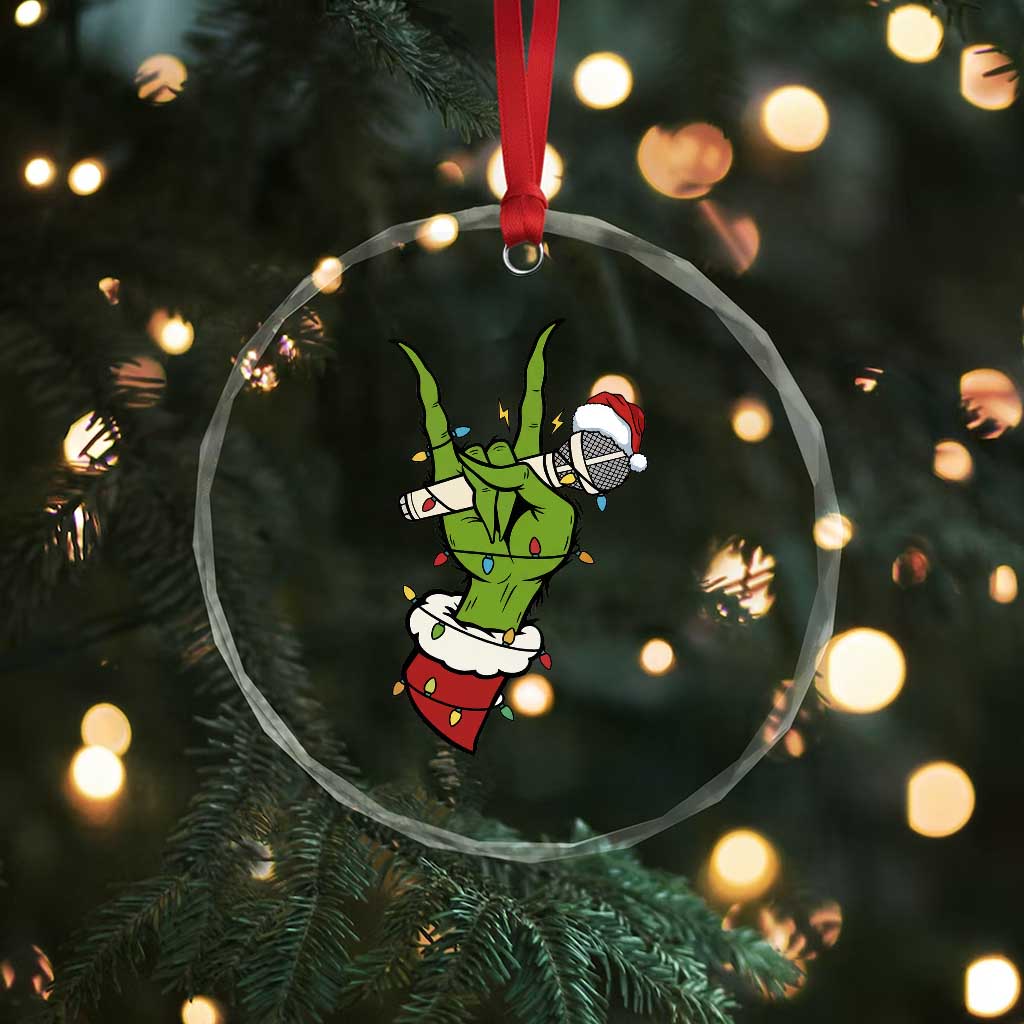 Funny Christmas Rock Crystal Glass Ornament Rock Green Hand Style Xmas - Wonder Print Shop
