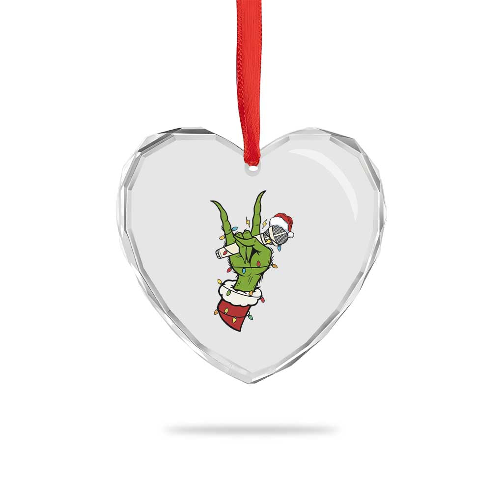 Funny Christmas Rock Heart Crystal Glass Ornament Rock Green Hand Style Xmas - Wonder Print Shop