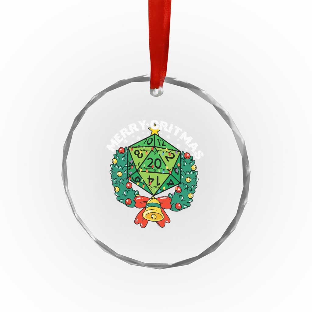 Funny Christmas RPG Crystal Glass Ornament Merry Critmas D20 RPG Gamer Dice Gaming Xmas - Wonder Print Shop
