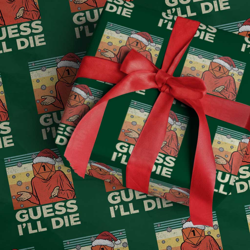 Funny Christmas Rpg Gamer Wrapping Paper Roll Guess l Will Die Retro Dice Santa Hat - Wonder Print Shop