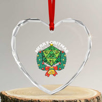 Funny Christmas RPG Heart Crystal Glass Ornament Merry Critmas D20 RPG Gamer Dice Gaming Xmas - Wonder Print Shop