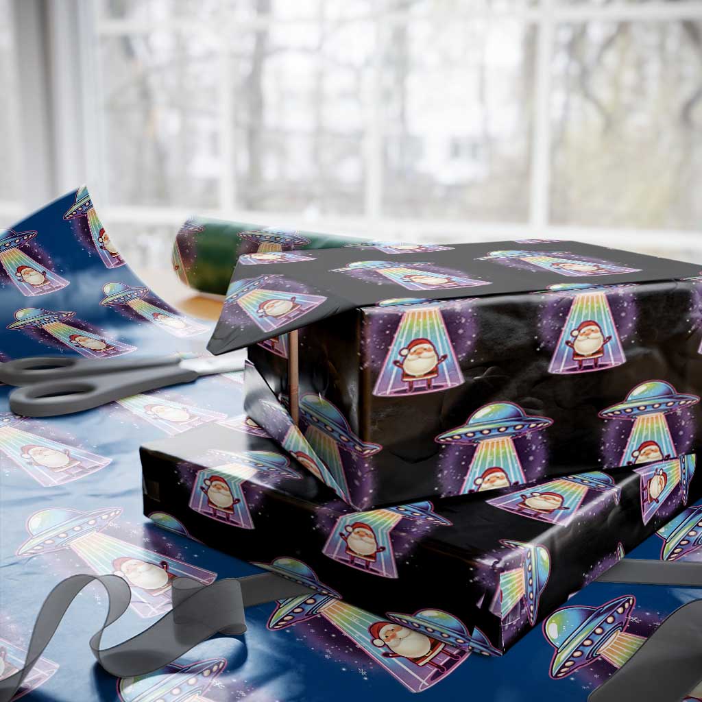 Funny Christmas Santa Alien Neon UFO Wrapping Paper Roll - Wonder Print Shop