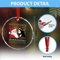 Funny Christmas Santa and Jesus Crystal Glass Ornament Most Wonderful Time Christian Holiday Gag Gift - Wonder Print Shop