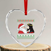 Funny Christmas Santa and Jesus Heart Crystal Glass Ornament Most Wonderful Time Christian Holiday Gag Gift - Wonder Print Shop