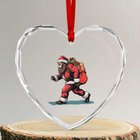 Funny Christmas Santa Bigfoot Heart Crystal Glass Ornament Xmas Sasquatch - Wonder Print Shop