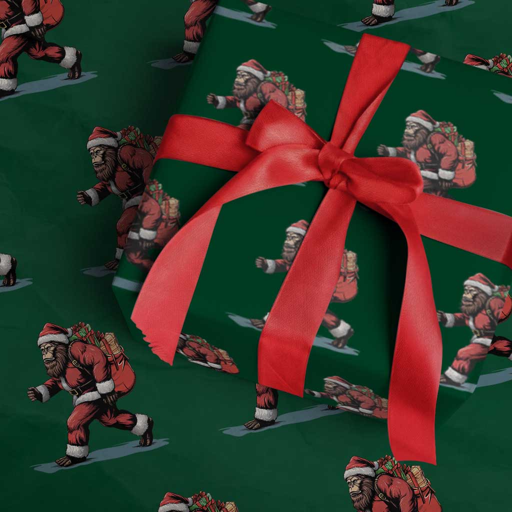 Funny Christmas Santa Bigfoot Wrapping Paper Roll Xmas Sasquatch - Wonder Print Shop