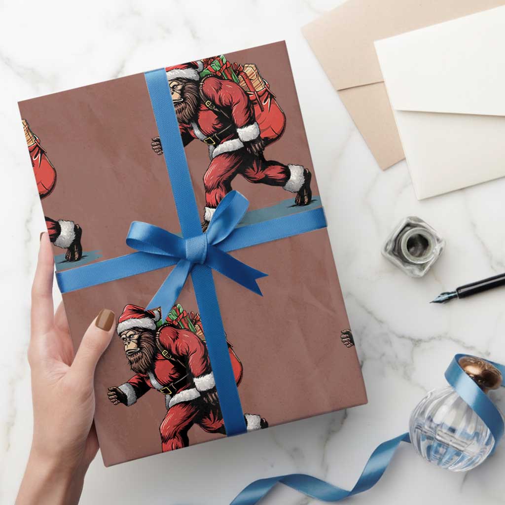 Funny Christmas Santa Bigfoot Wrapping Paper Roll Xmas Sasquatch - Wonder Print Shop