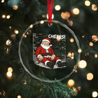 Funny Christmas Santa Claus Drinking Beer Crystal Glass Ornament Wonderful Time - Wonder Print Shop