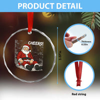 Funny Christmas Santa Claus Drinking Beer Crystal Glass Ornament Wonderful Time - Wonder Print Shop
