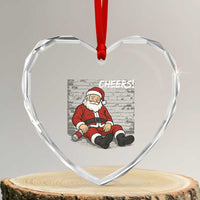 Funny Christmas Santa Claus Drinking Beer Heart Crystal Glass Ornament Wonderful Time - Wonder Print Shop