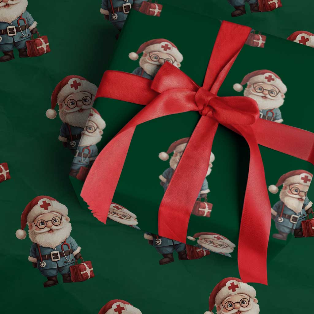 Funny Christmas Santa Doctor Medical Wrapping Paper Roll - Wonder Print Shop