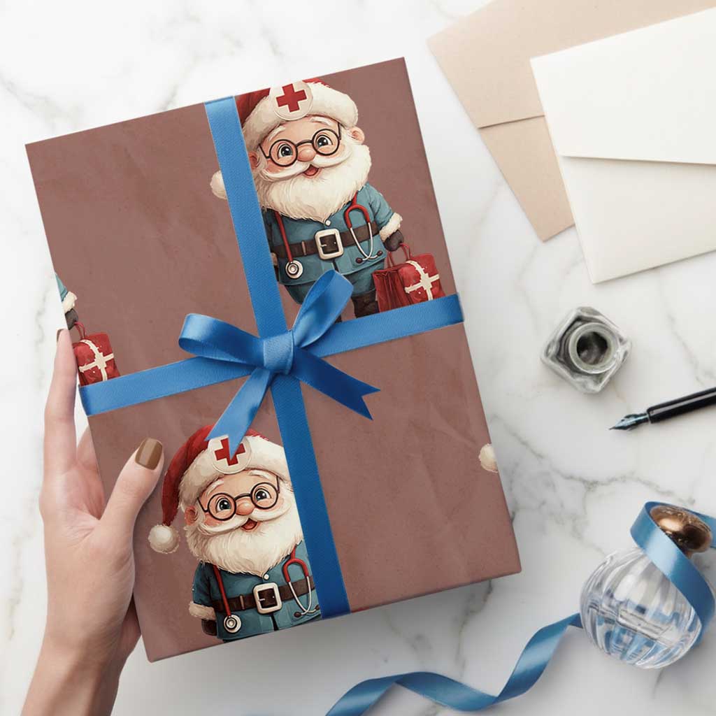 Funny Christmas Santa Doctor Medical Wrapping Paper Roll - Wonder Print Shop