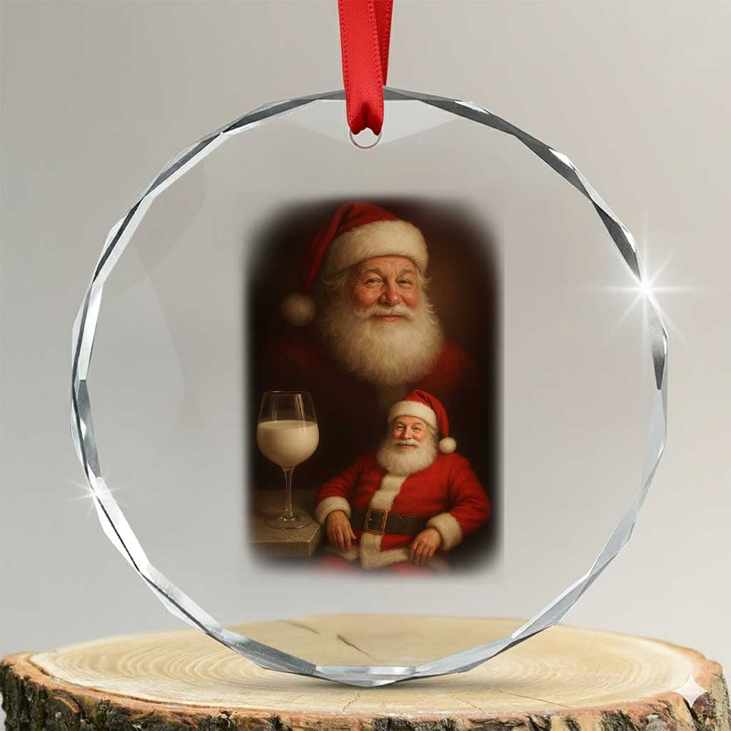 Funny Christmas Santa Drinking Milk Dank Meme Crystal Glass Ornament - Wonder Print Shop