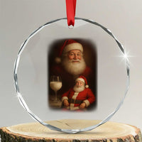 Funny Christmas Santa Drinking Milk Dank Meme Crystal Glass Ornament - Wonder Print Shop