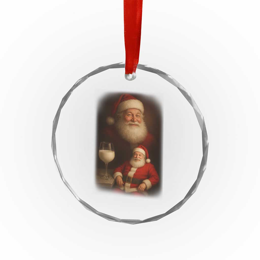 Funny Christmas Santa Drinking Milk Dank Meme Crystal Glass Ornament - Wonder Print Shop