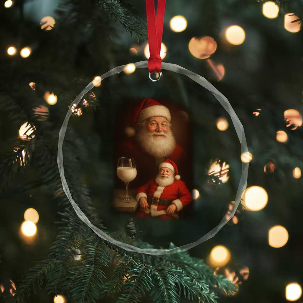 Funny Christmas Santa Drinking Milk Dank Meme Crystal Glass Ornament - Wonder Print Shop