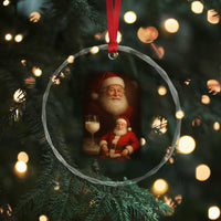 Funny Christmas Santa Drinking Milk Dank Meme Crystal Glass Ornament - Wonder Print Shop