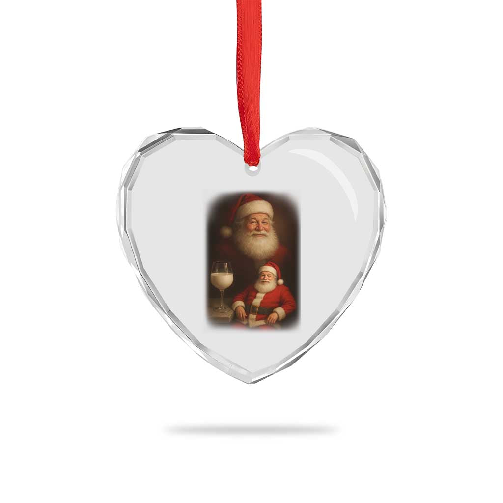 Funny Christmas Santa Drinking Milk Dank Meme Heart Crystal Glass Ornament - Wonder Print Shop