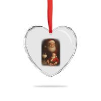 Funny Christmas Santa Drinking Milk Dank Meme Heart Crystal Glass Ornament - Wonder Print Shop