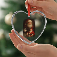 Funny Christmas Santa Drinking Milk Dank Meme Heart Crystal Glass Ornament - Wonder Print Shop