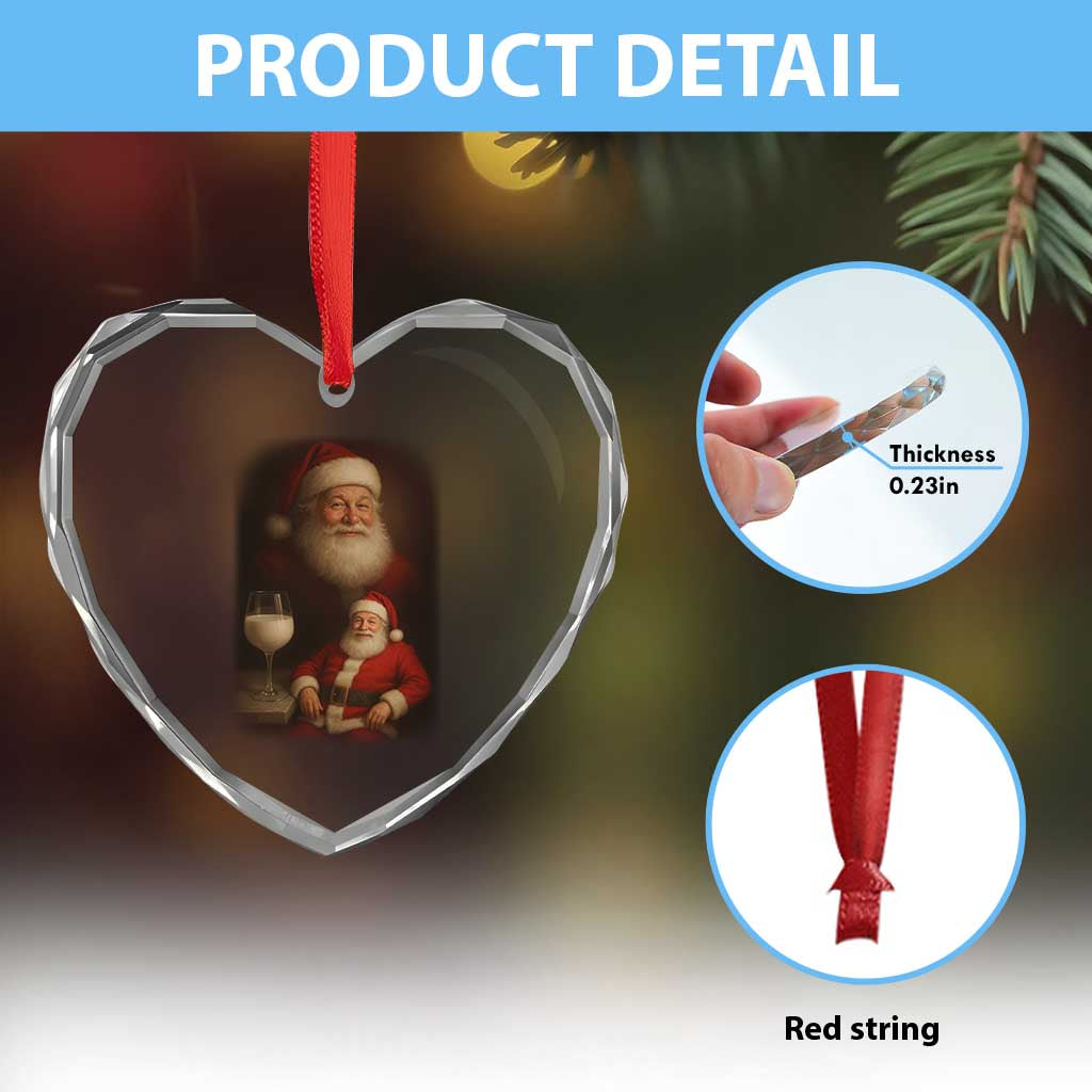 Funny Christmas Santa Drinking Milk Dank Meme Heart Crystal Glass Ornament - Wonder Print Shop