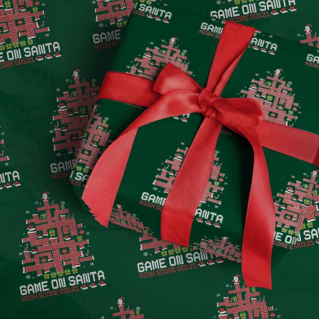 Funny Christmas Santa Gamers Wrapping Paper Roll Game On Santa Chimney Xmas Tree - Wonder Print Shop