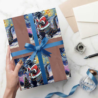 Funny Christmas Santa Godzilla Japanese Monster Starry Night Wrapping Paper Roll - Wonder Print Shop